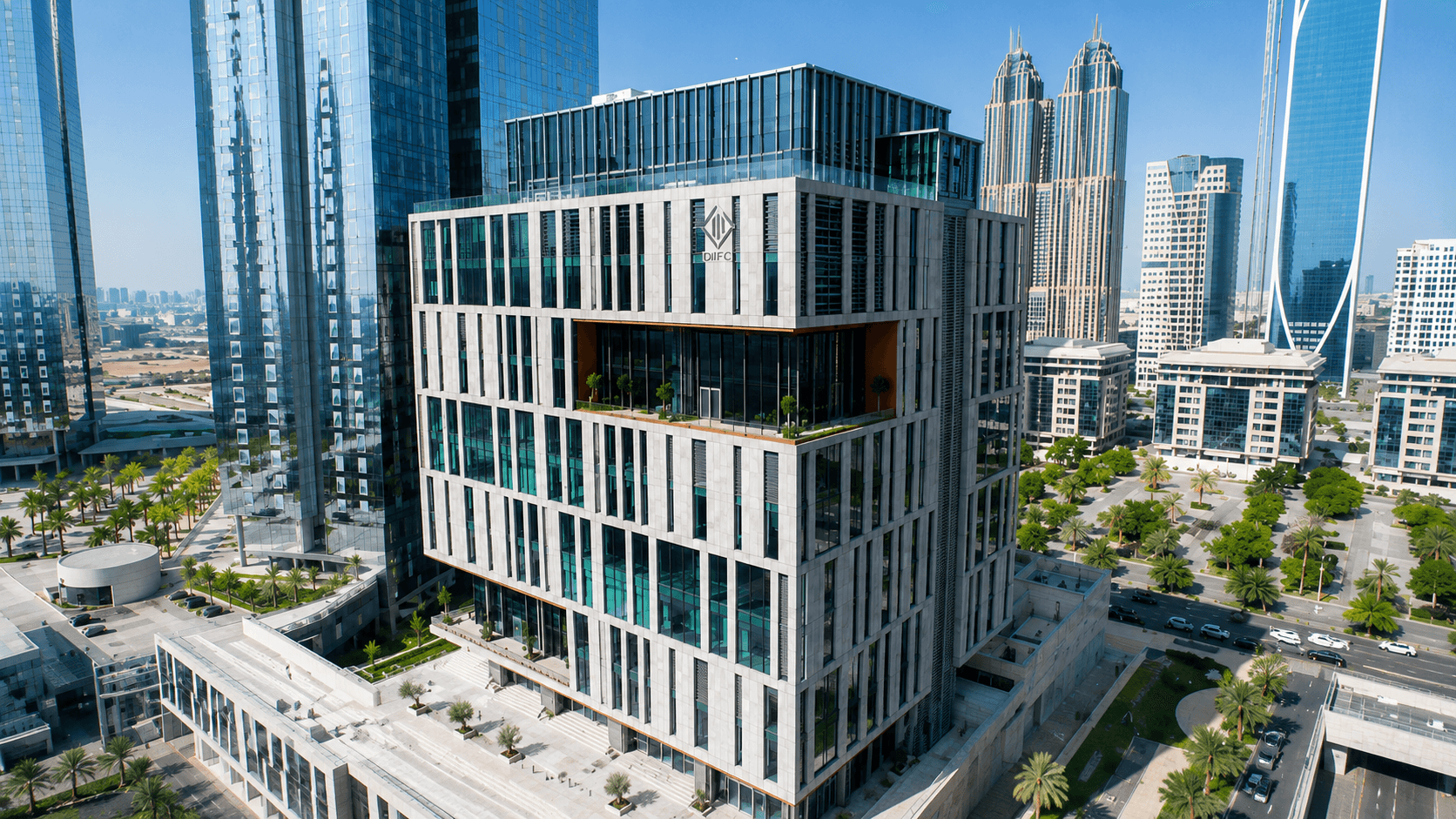 Modern DIFC office building in Dubai showcasing the city’s growing PropTech and real estate innovation ecosystem.